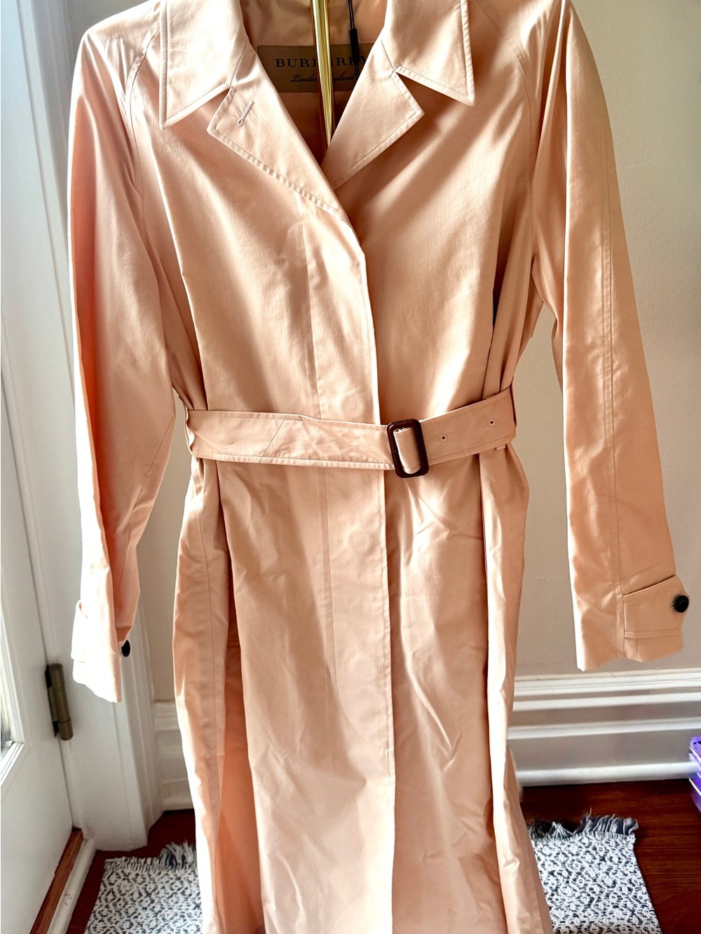 Burberry Chalk Pink Trench Coat with Belted Waist